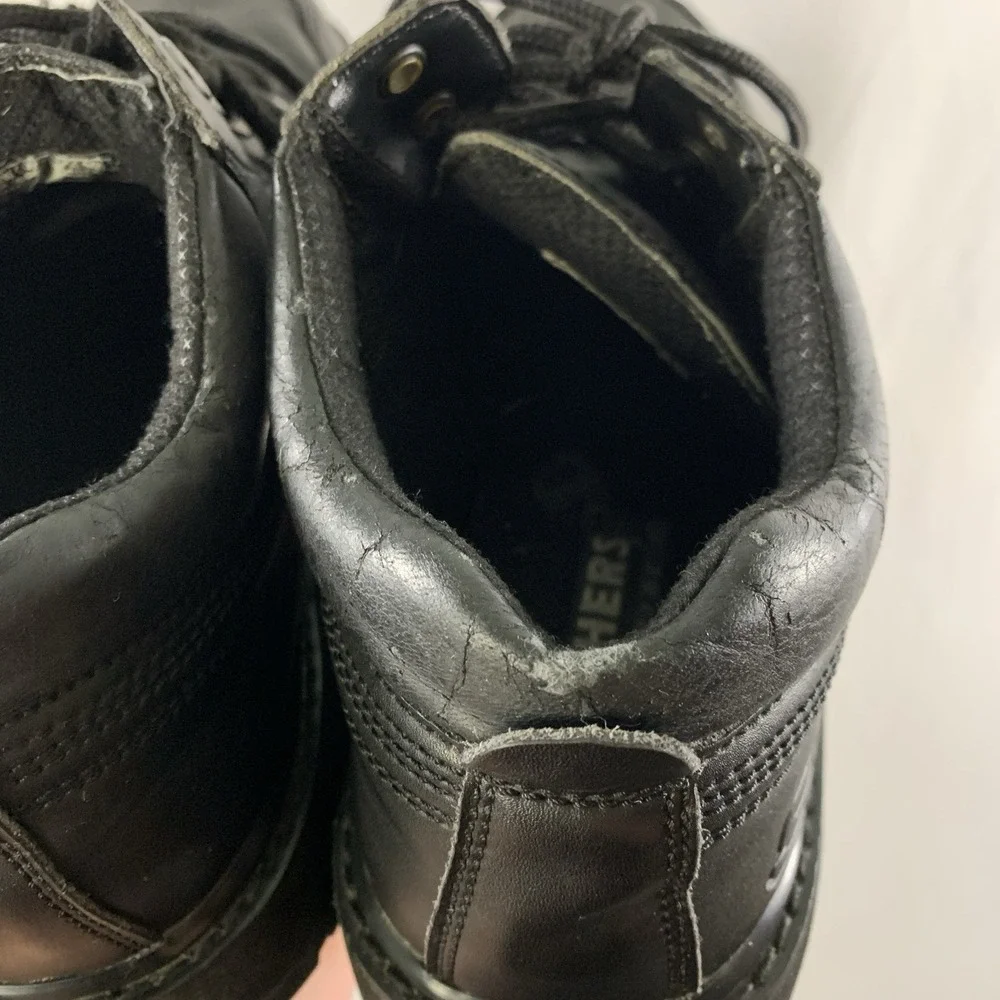 Skechers Mens Y2K Leather Lace Up Lug Sole Work Boots Size 10.5 Extra Wide Black